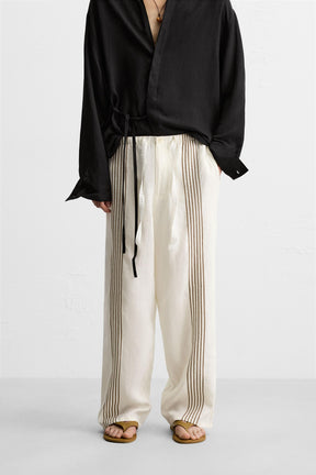 100% LINEN EMBROIDERED TROUSERS - Image 2