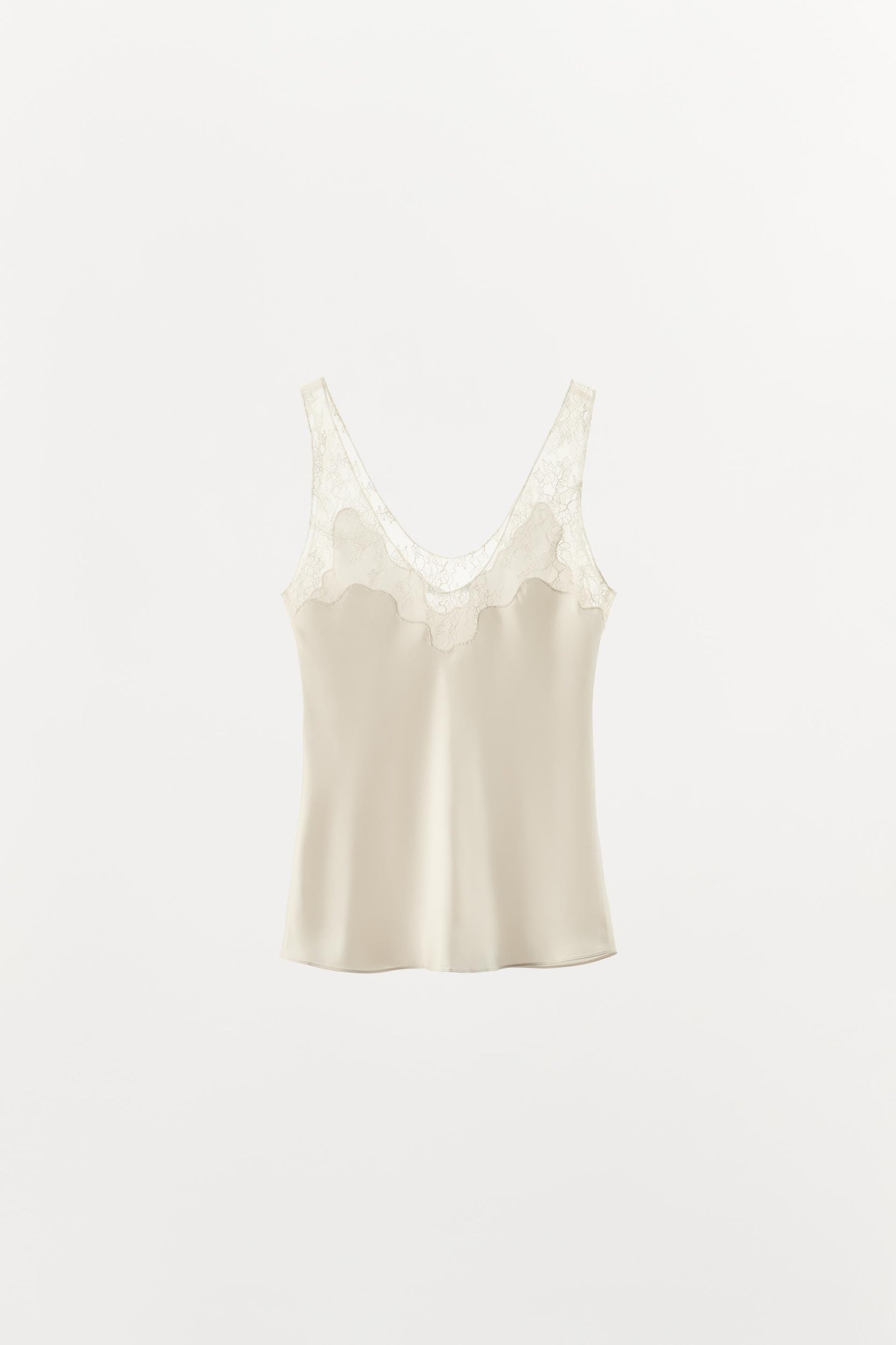 Satin Lace-Trim Camisole Top