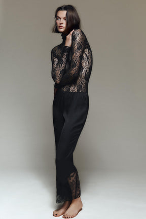 SATIN LACE TROUSERS