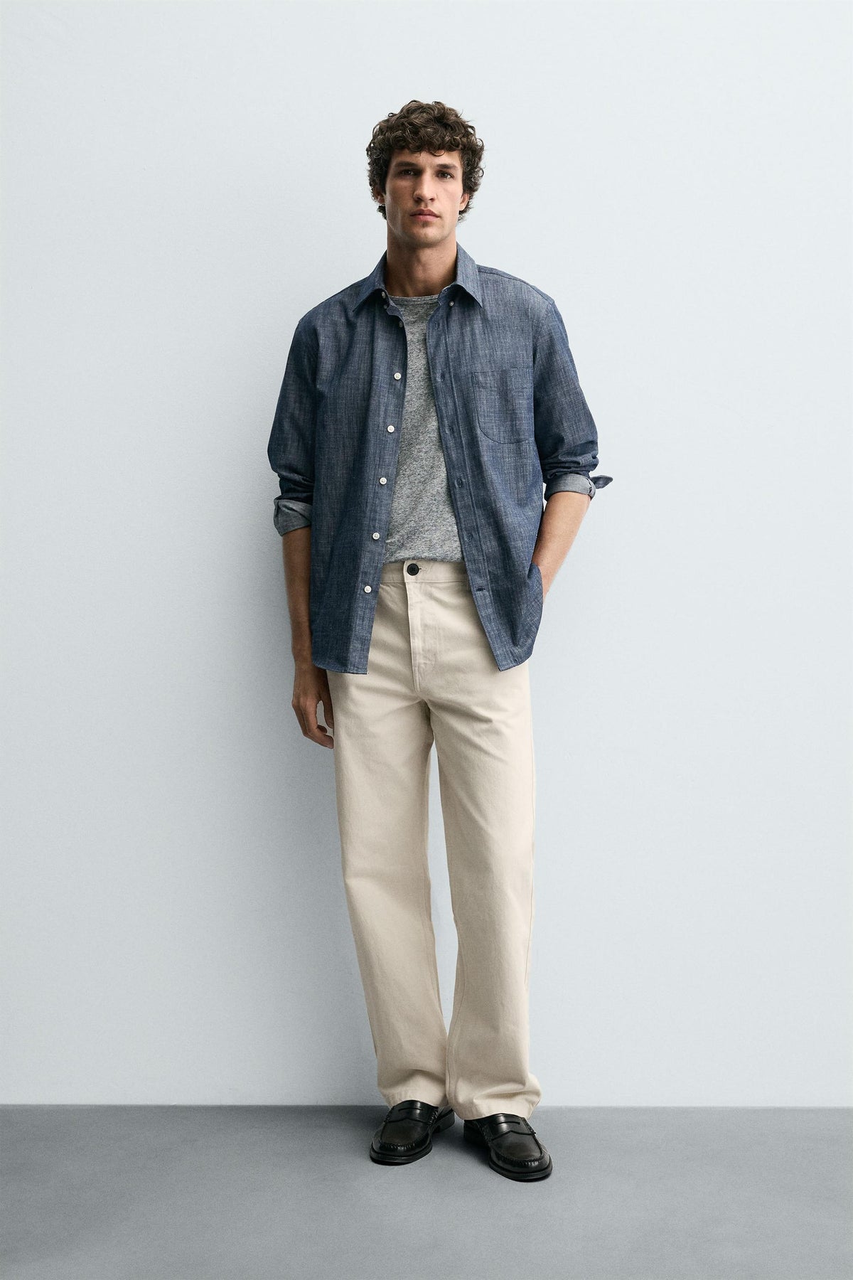 STRAIGHT-LEG CHINO TROUSERS - Image 1