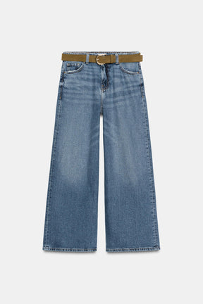 Wide-Leg Cropped High-Waist Jeans