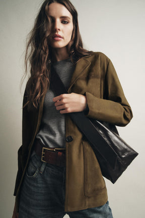 OVERSIZED SUEDE LEATHER JACKET - Image 9