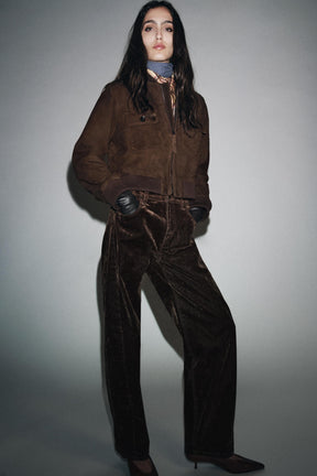 Suede Leather Bomber Jacket