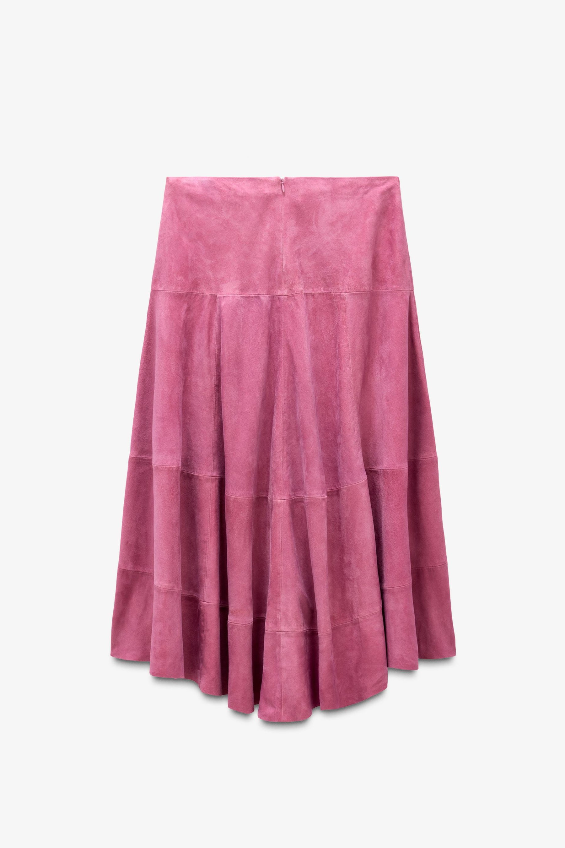 Suede Leather Midi Skirt