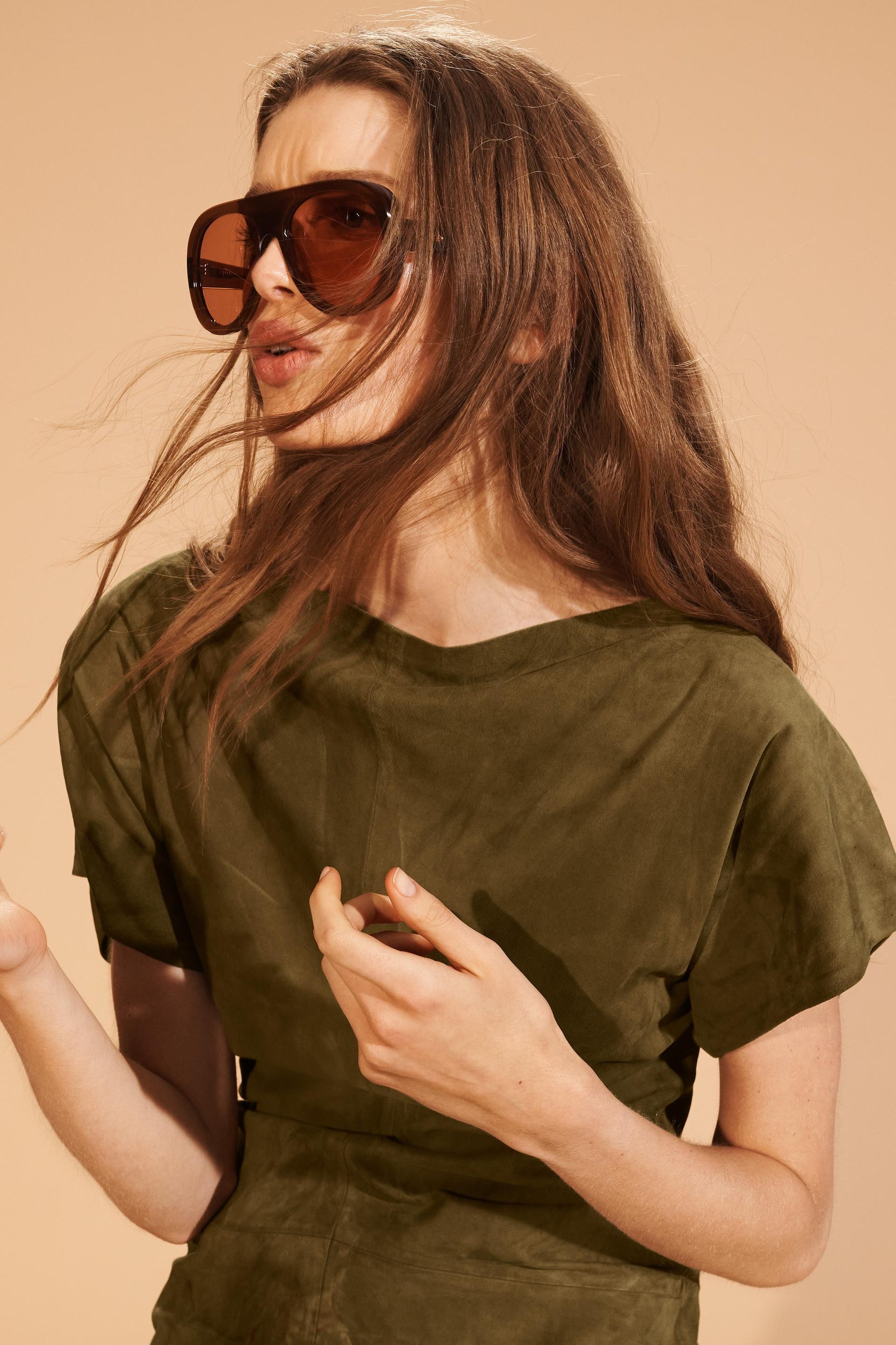 Suede Draped Leather Dress