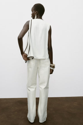 Satin Bow Trimmed Top