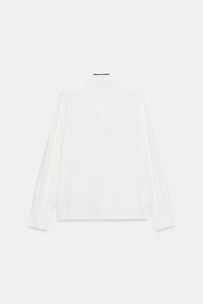 Ruffled Contrast Bow Blouse