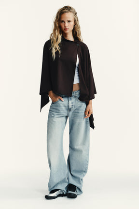 ASYMMETRIC BUTTON CAPE