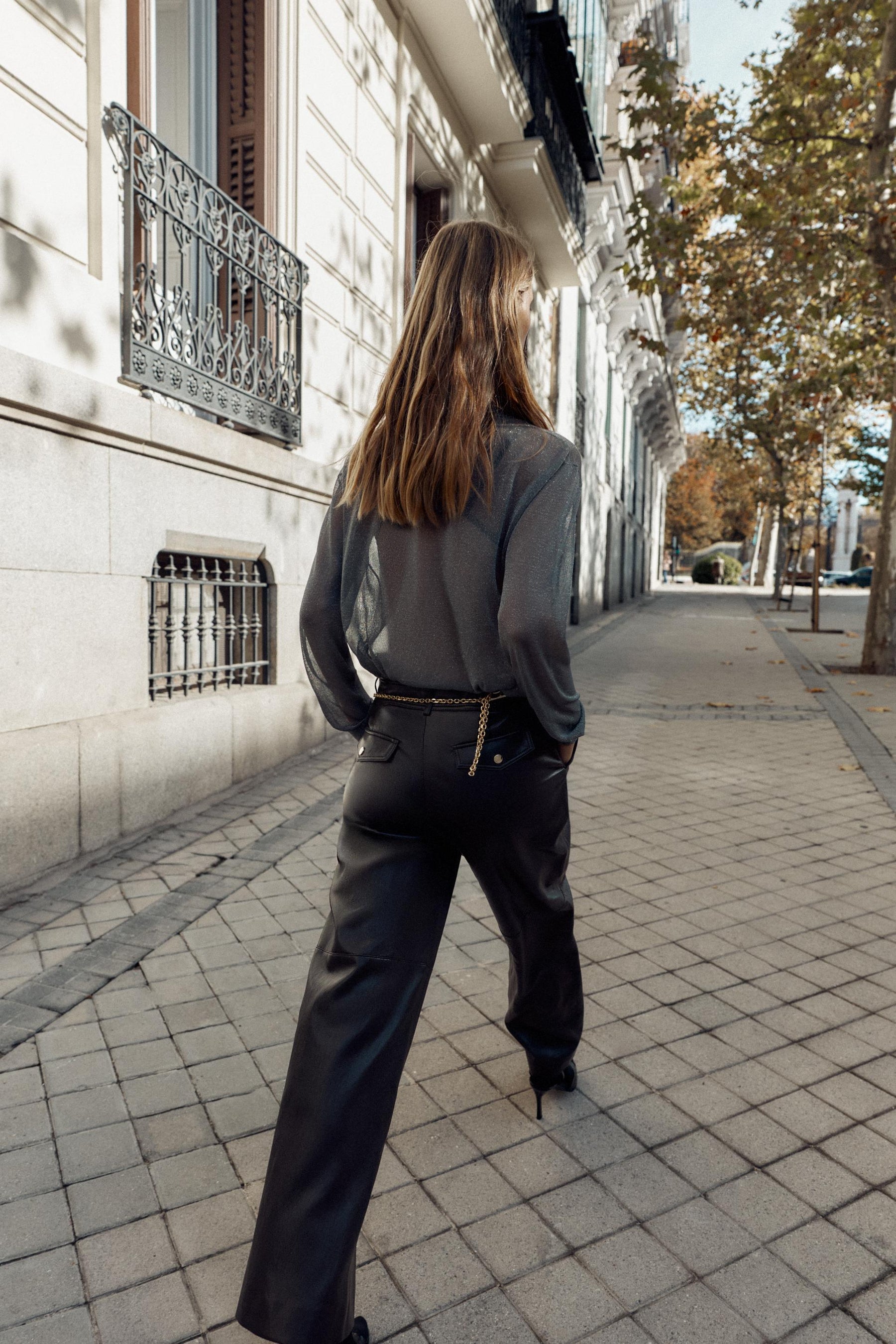 LEATHER STRAIGHT TROUSERS