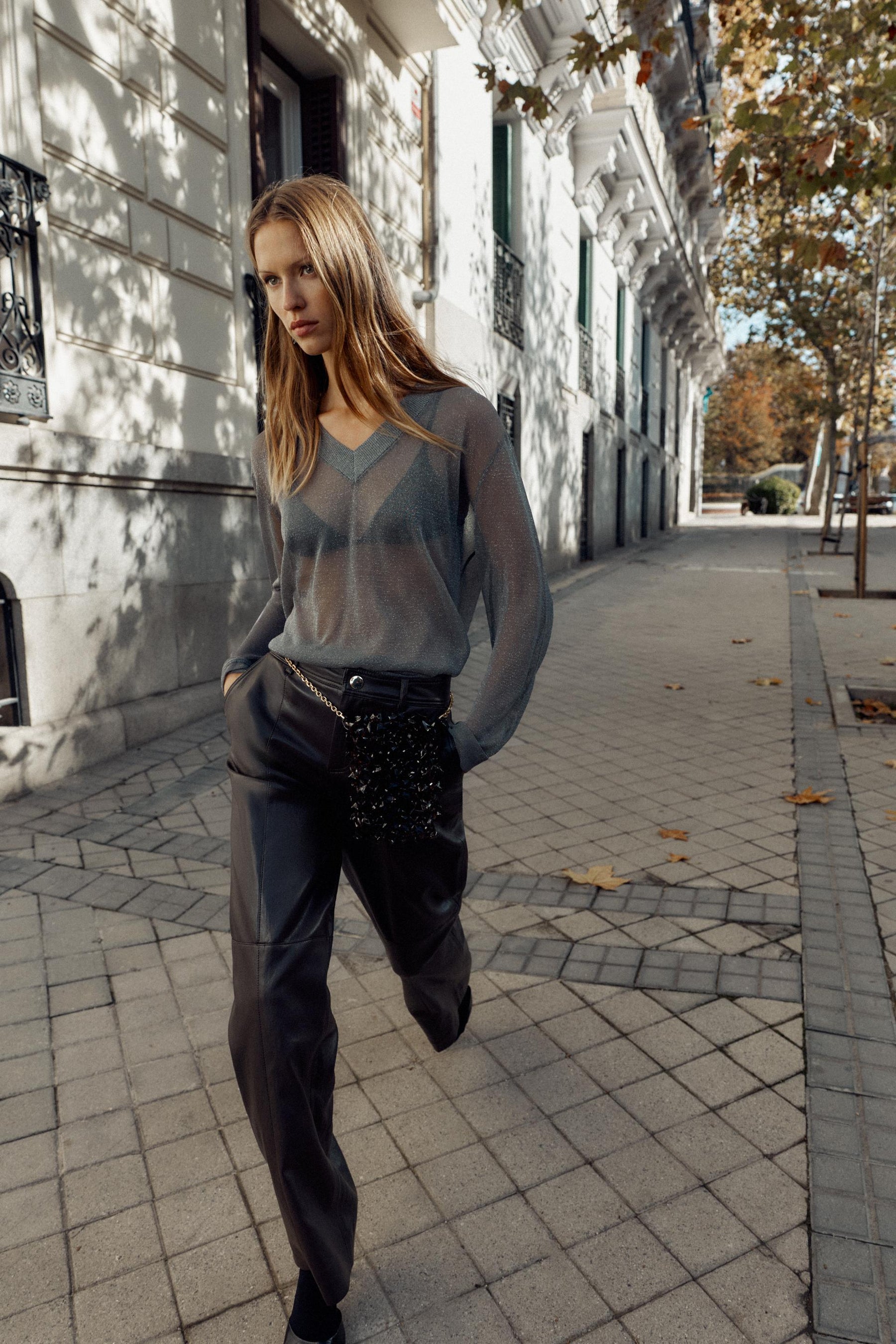 LEATHER STRAIGHT TROUSERS