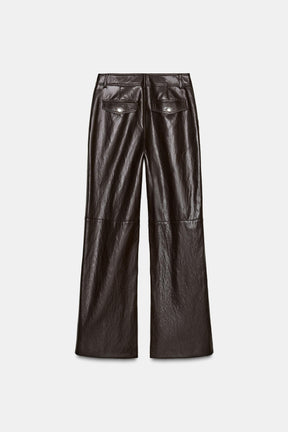 LEATHER STRAIGHT TROUSERS