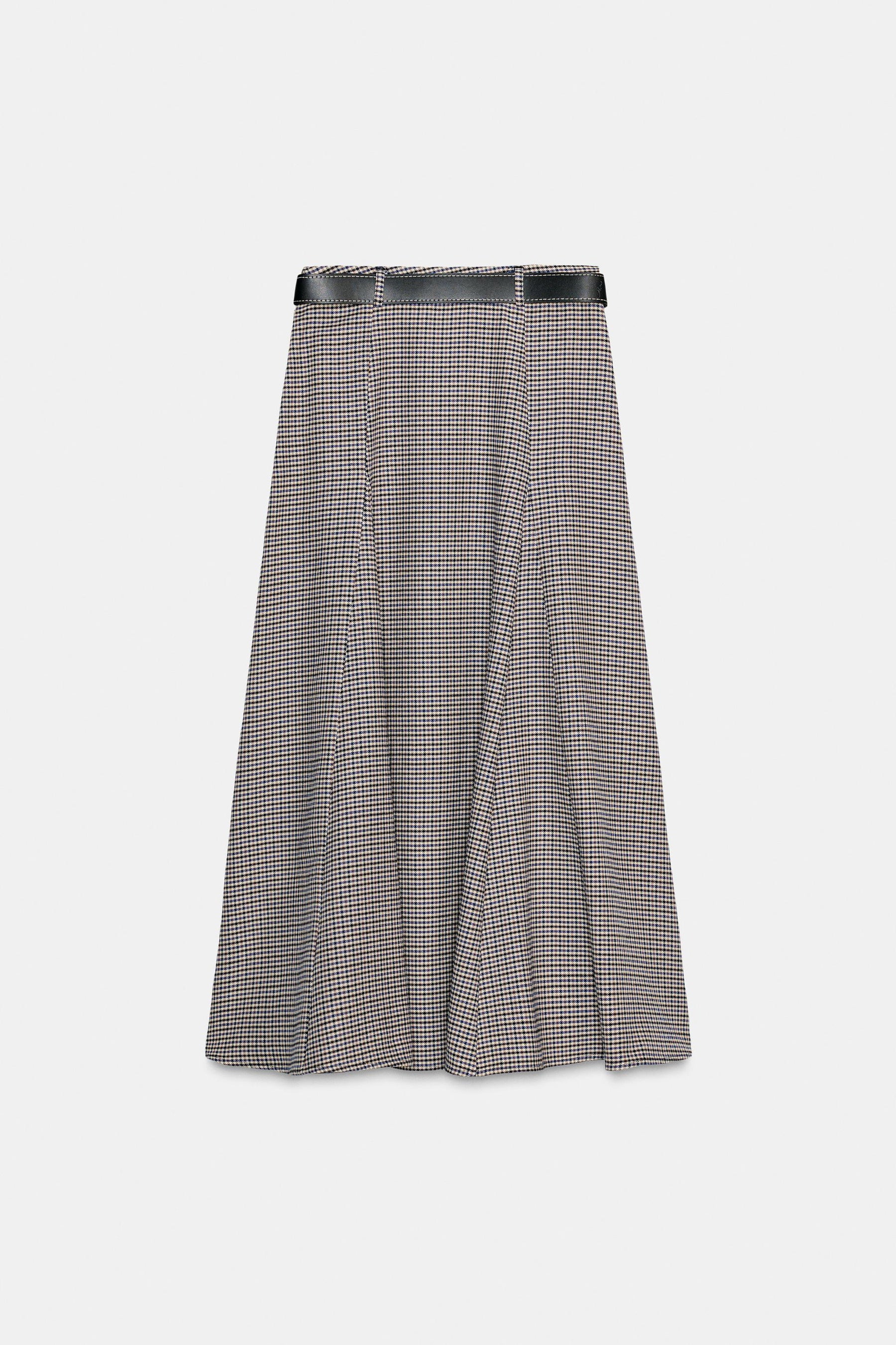 CHECKED MIDI SKIRT