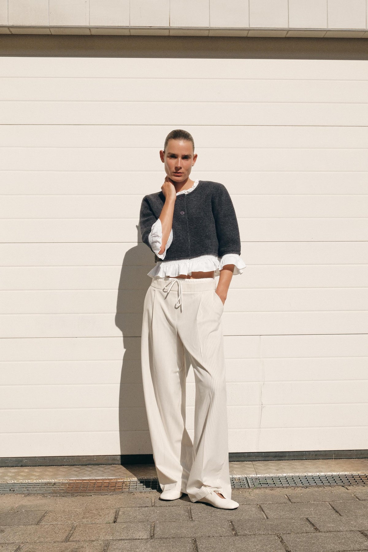 CONTRAST POPLIN CARDIGAN