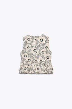 FLORAL TEXTURED PEPLUM TOP - Image 5