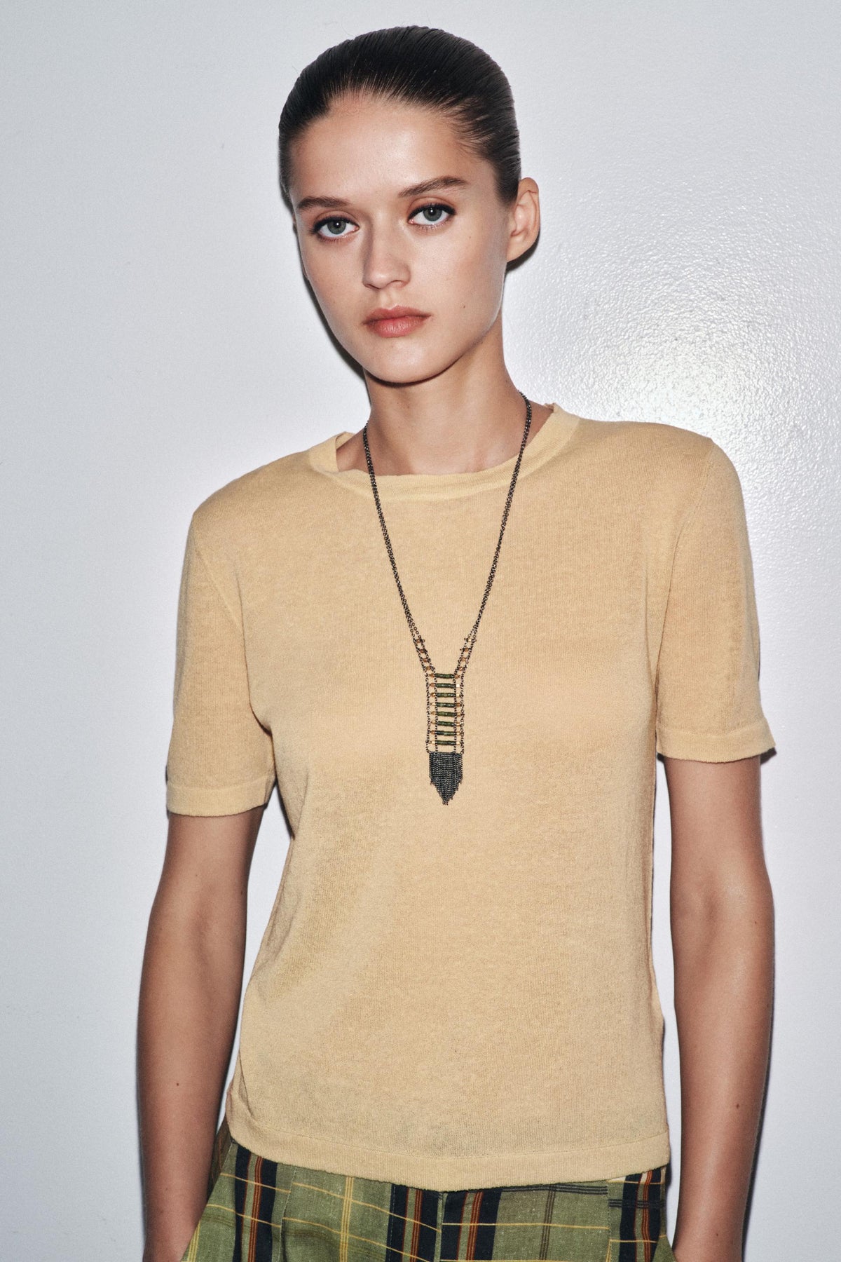SHORT SLEEVE KNIT LINEN BLEND TOP - Image 2