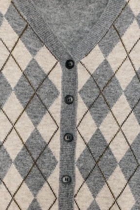 WOOL BLEND ARGYLE CARDIGAN