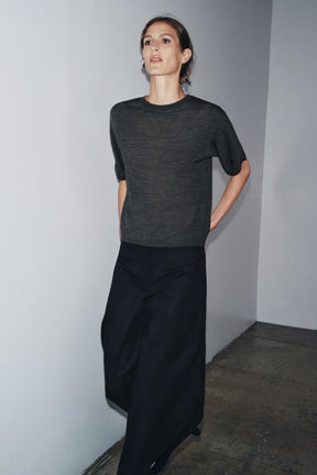 WOOL BLEND SHORT SLEEVE JUMPER - Image 1