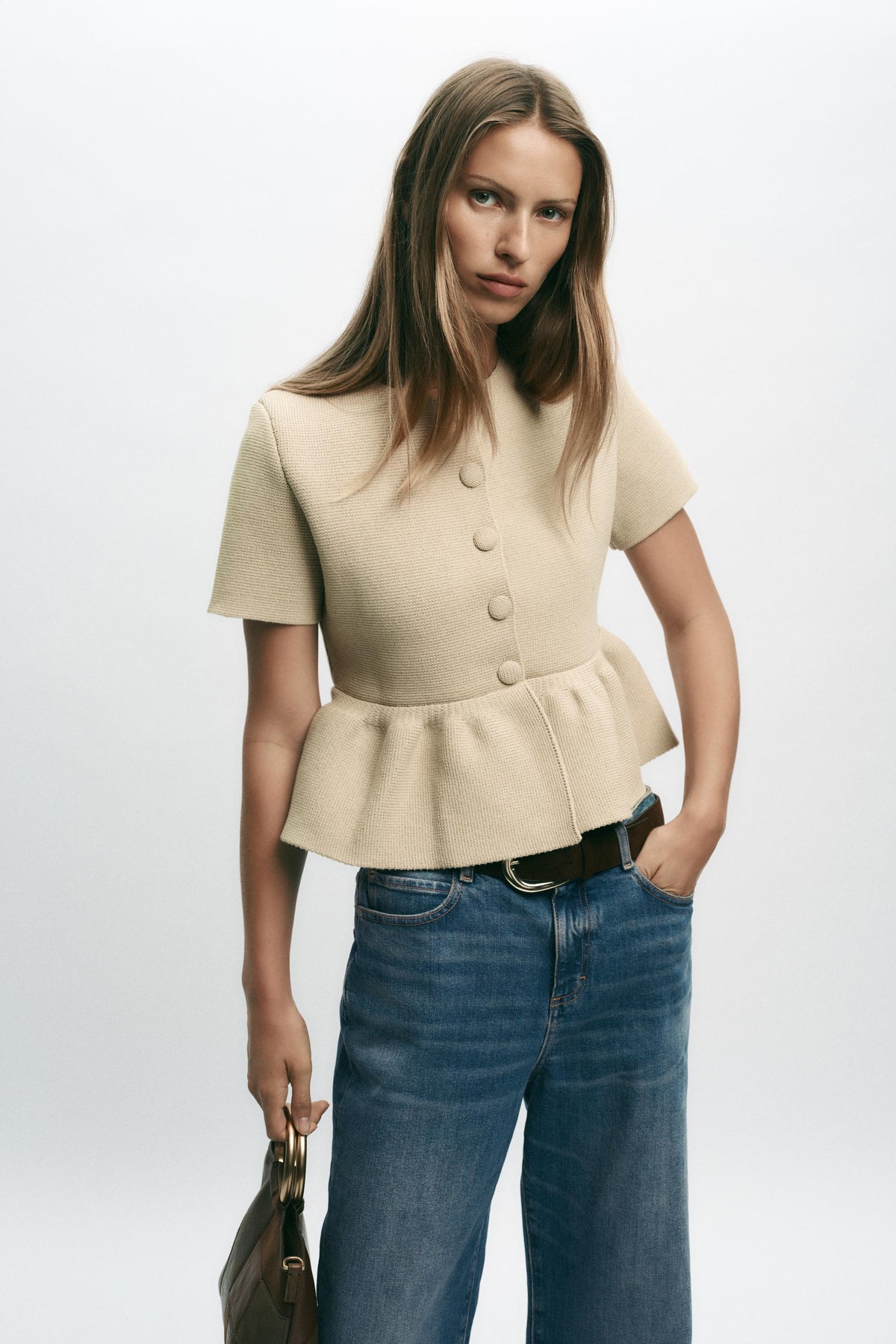 Peplum Cardigan Short Sleeve