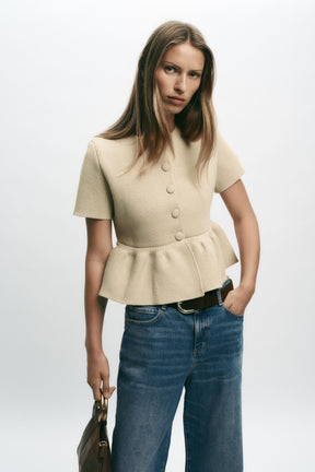 Peplum Cardigan Short Sleeve