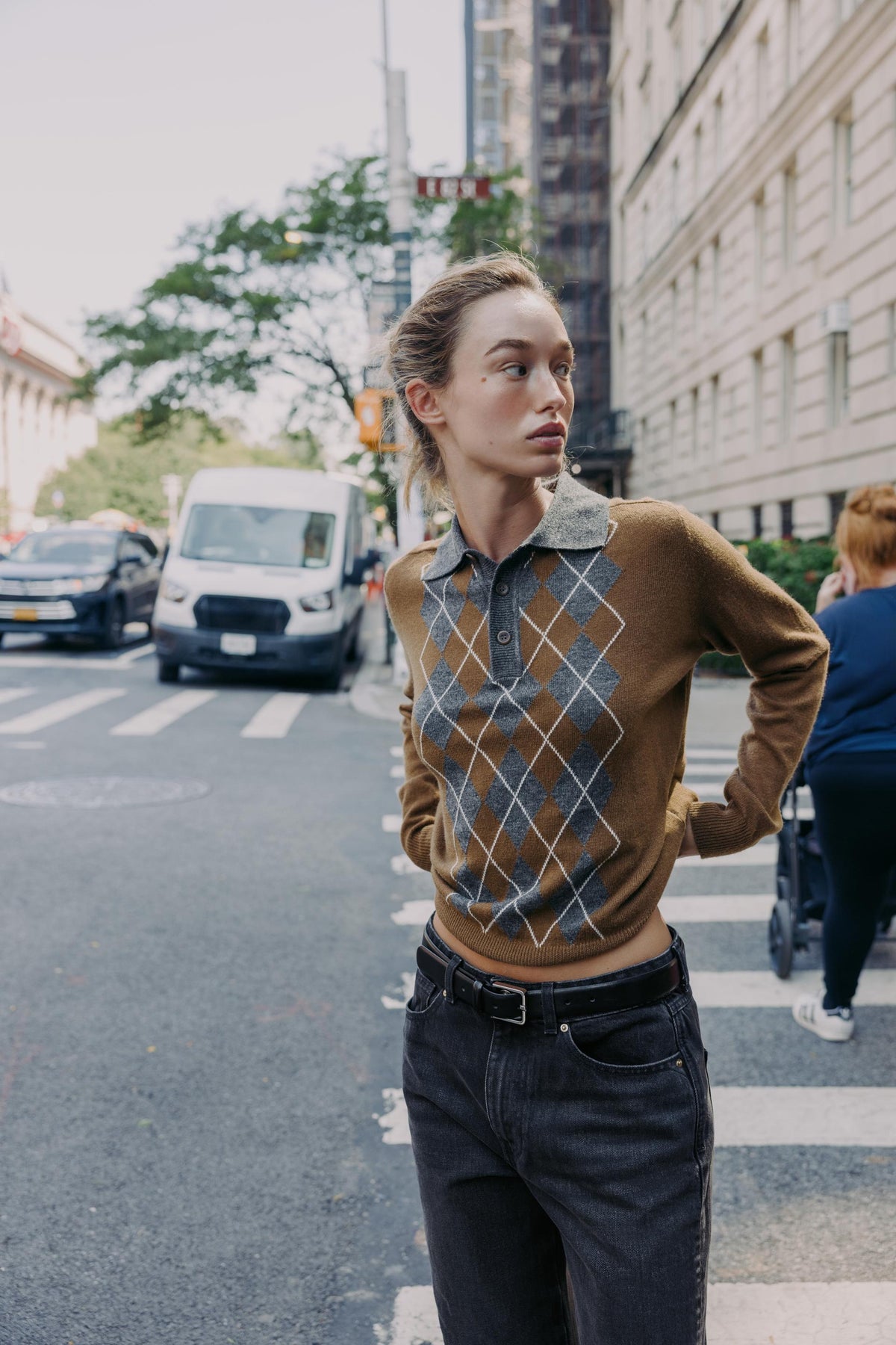 Argyle Knit Polo Shirt