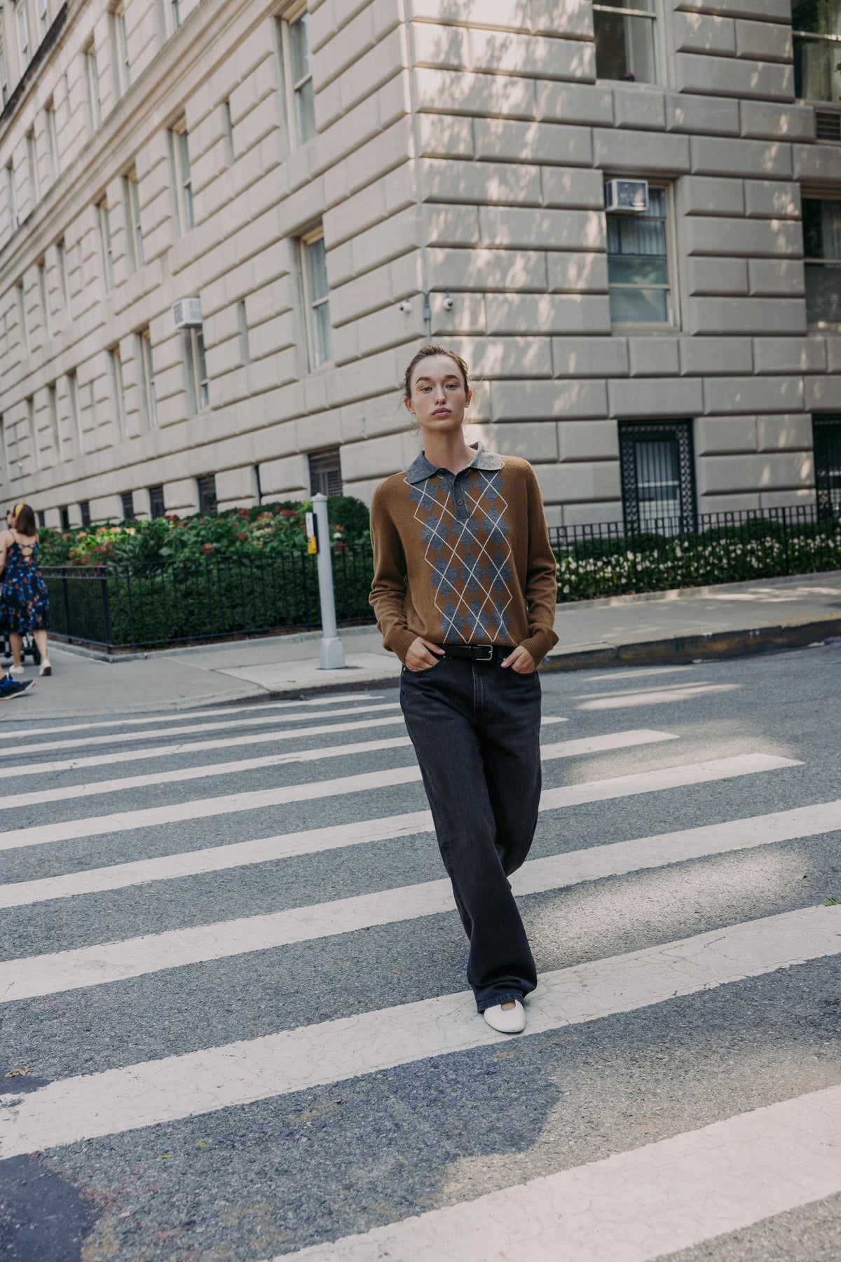 Argyle Knit Polo Shirt