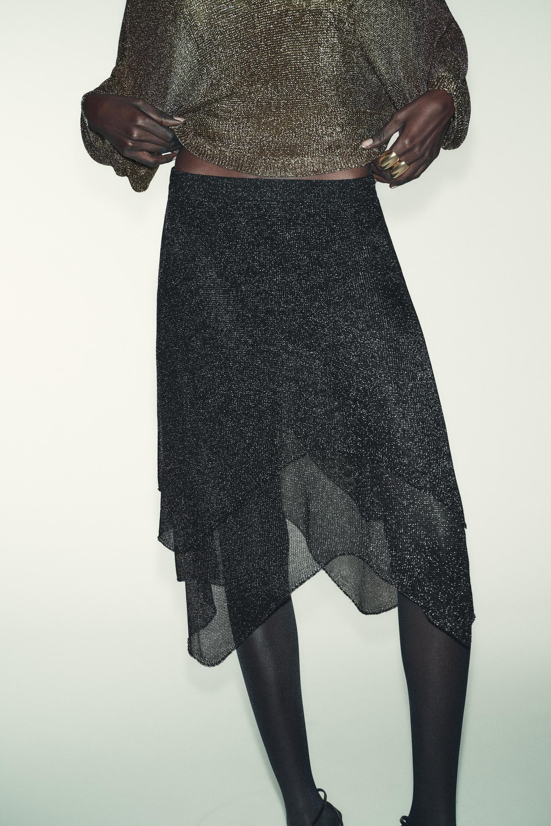 METALLIC KNIT SKIRT - Image 2
