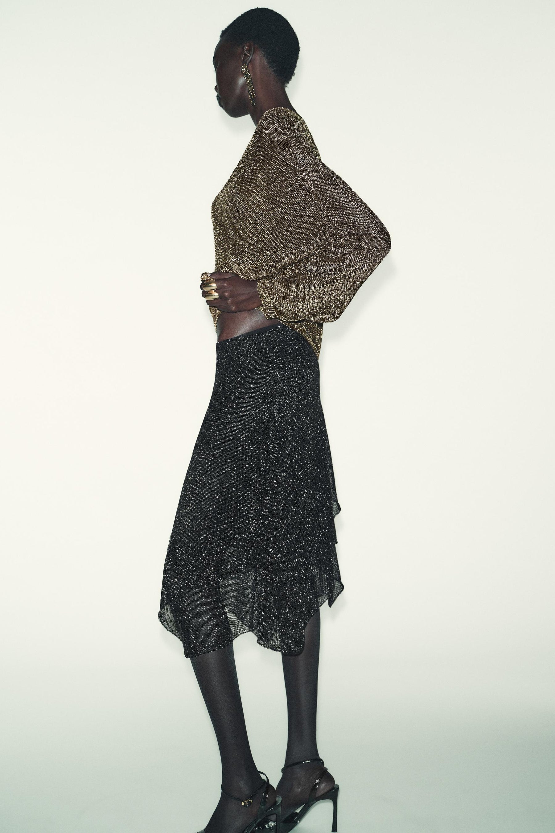 METALLIC KNIT SKIRT - Image 4