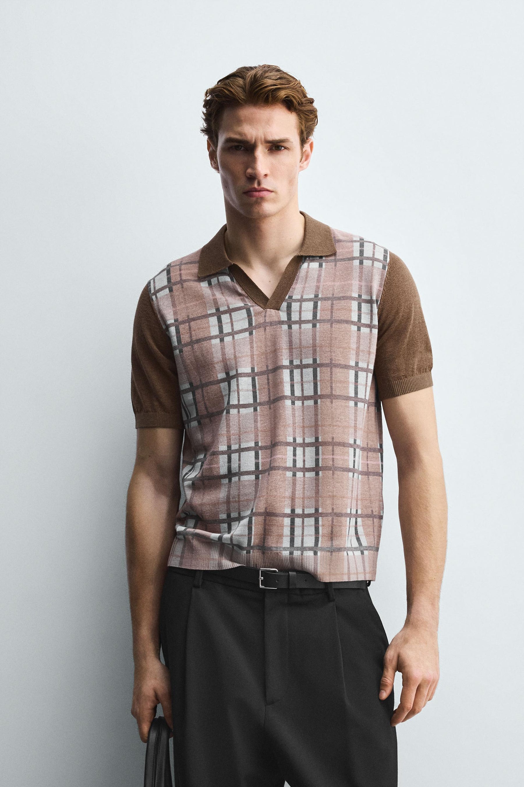 CHECK PRINT KNIT POLO SHIRT - Image 2