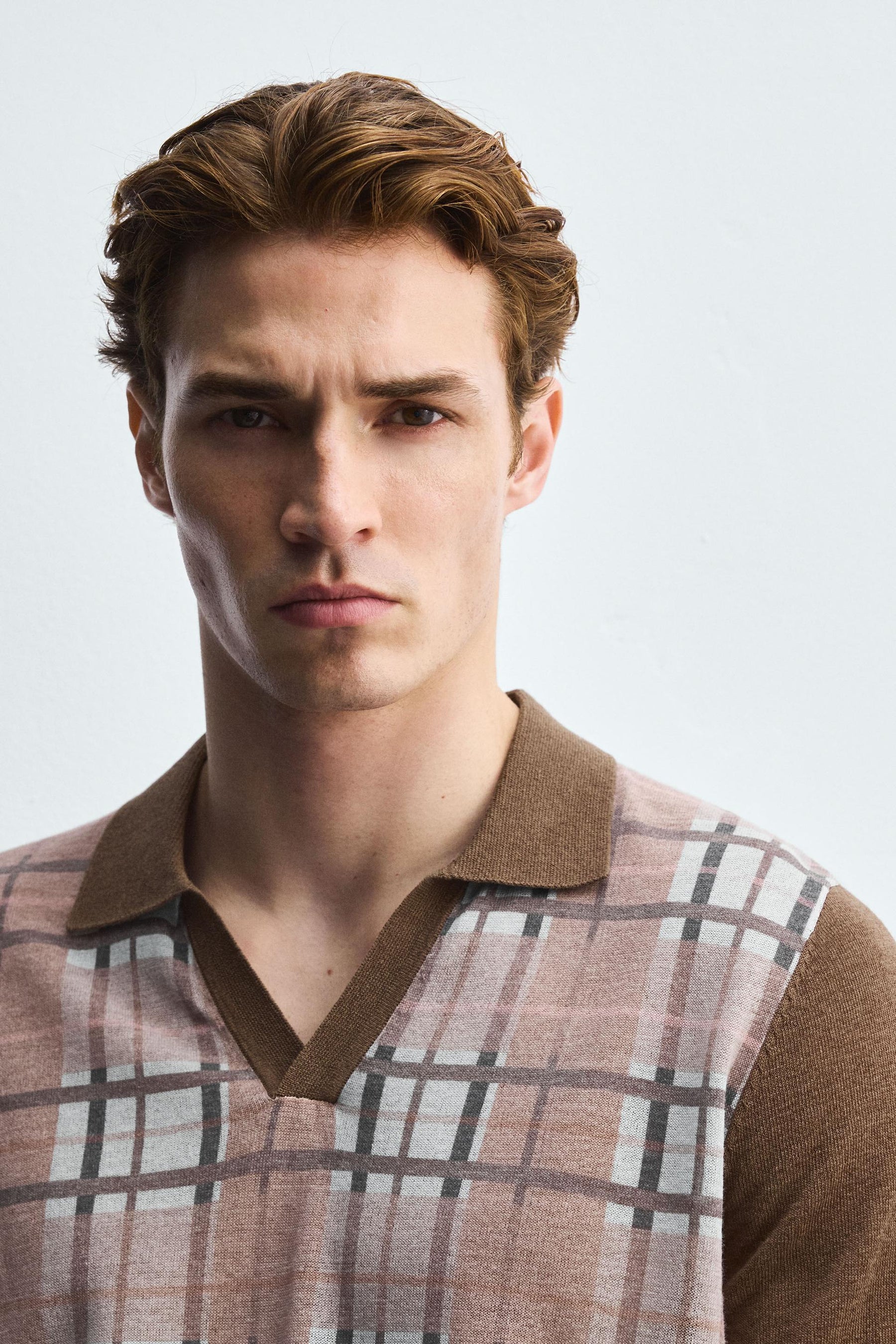 CHECK PRINT KNIT POLO SHIRT - Image 5