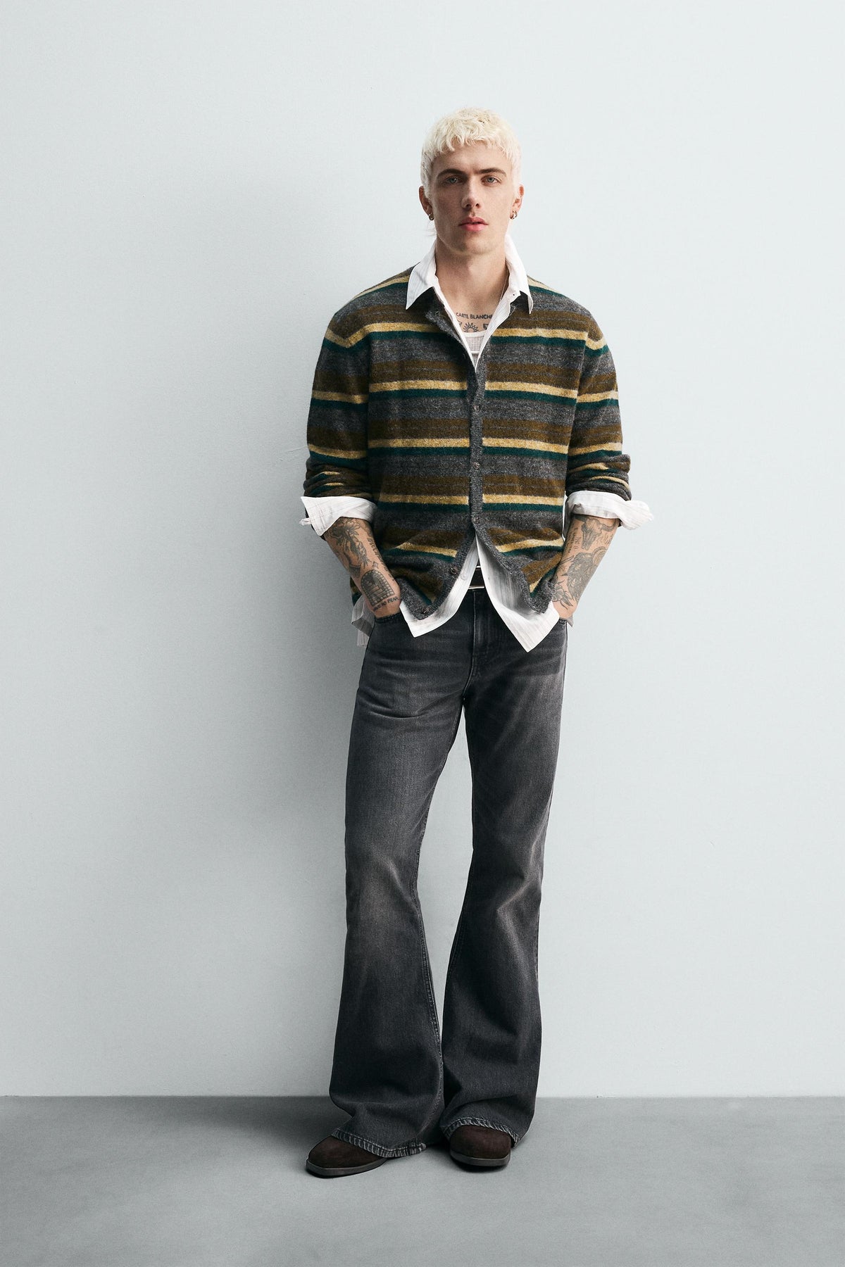 STRIPED JACQUARD CARDIGAN - Image 1