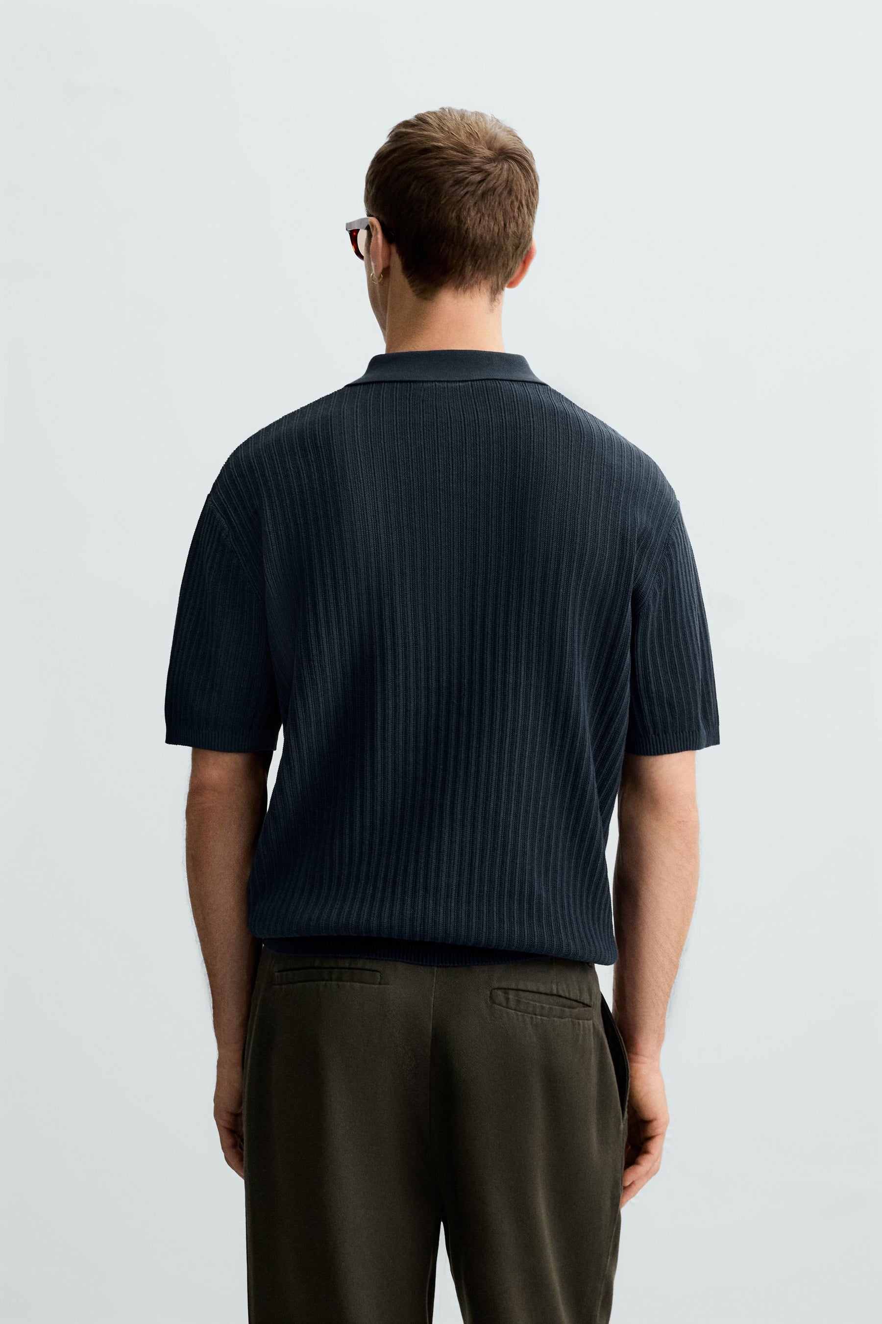 VERTICAL TEXTURED KNIT POLO SHIRT - Image 3