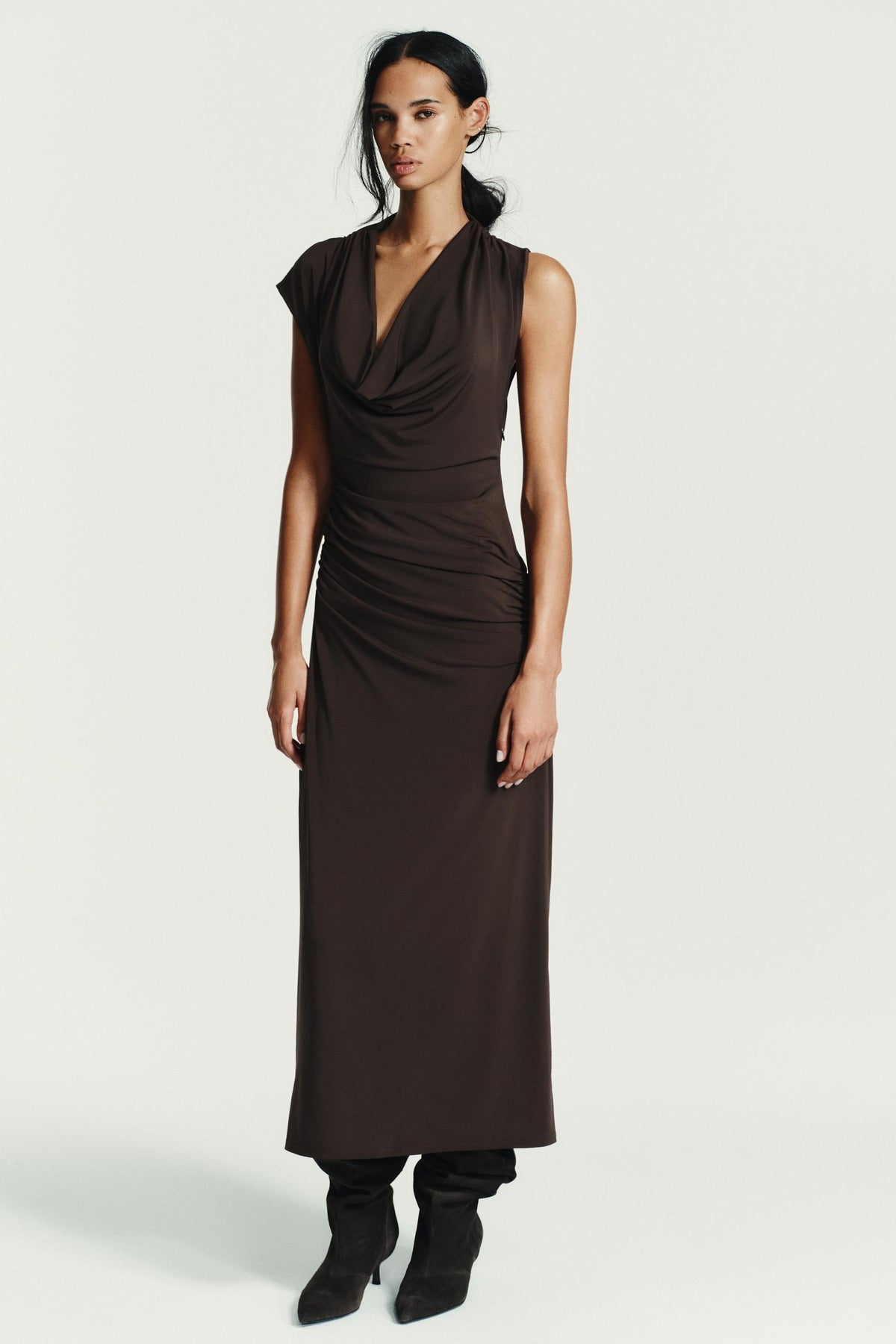 GATHERED MIDI DRESS - Image 1