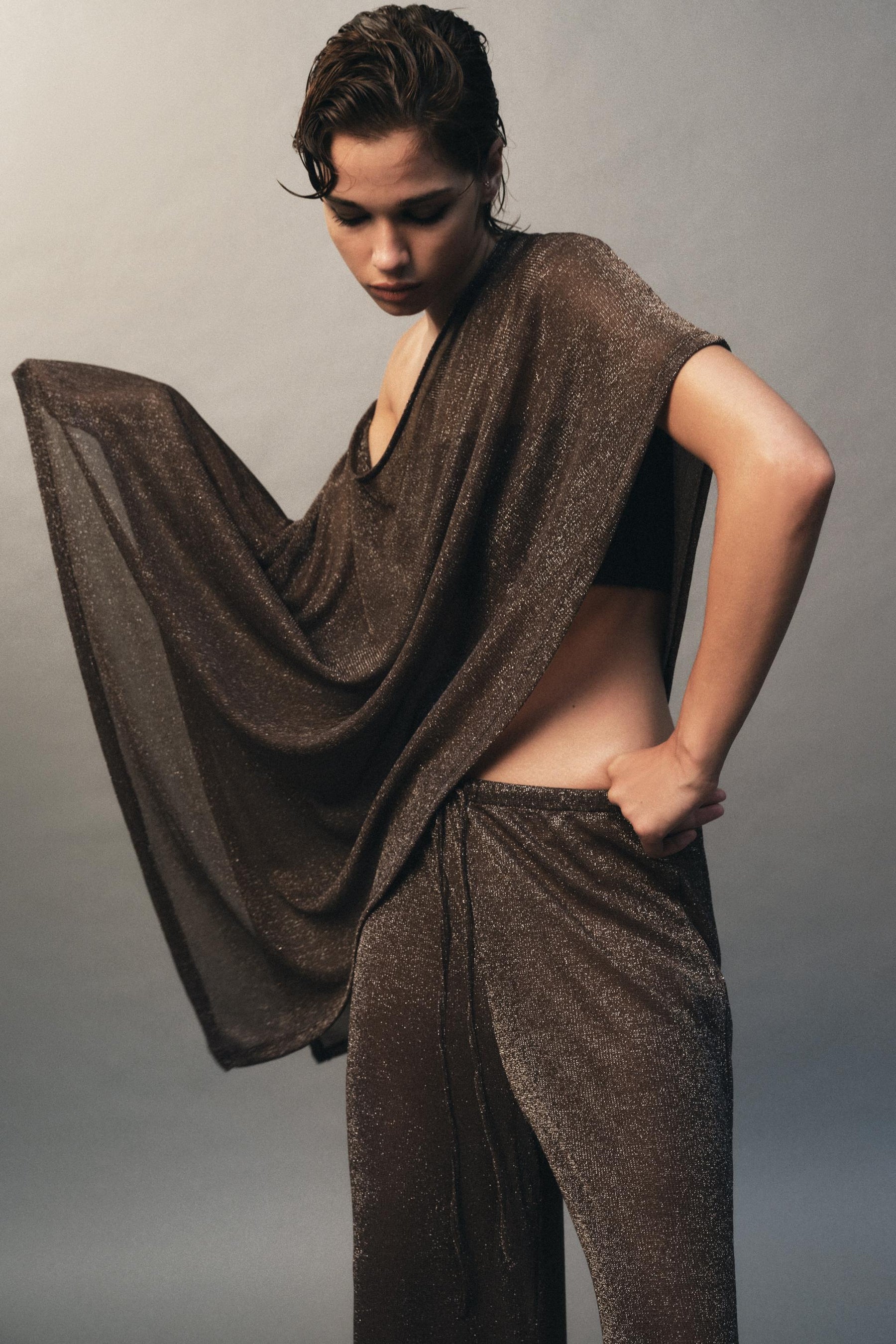 Metallic Thread Palazzo Trousers