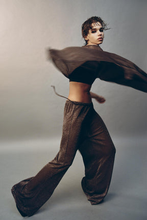 Metallic Thread Palazzo Trousers