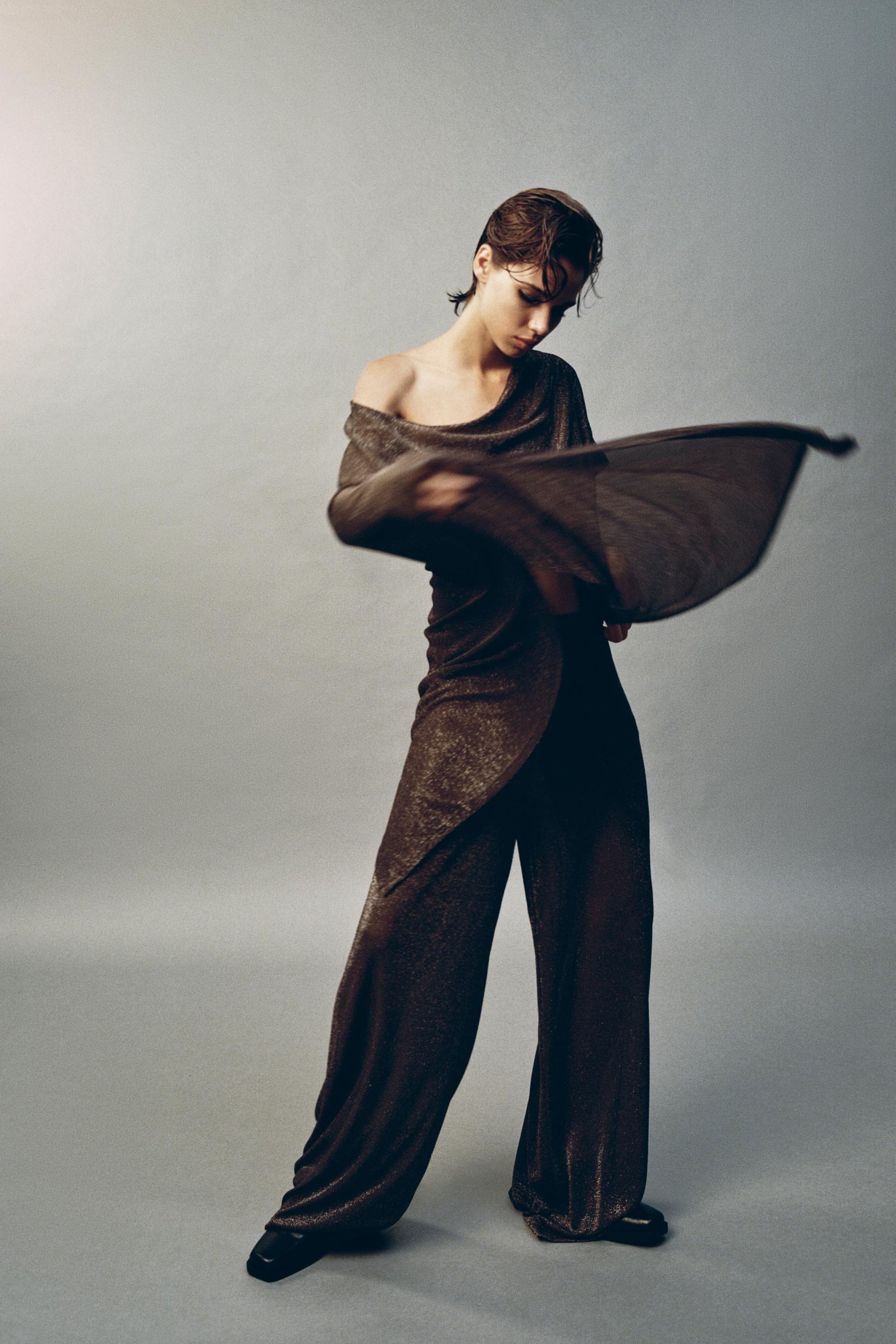 Metallic Thread Palazzo Trousers