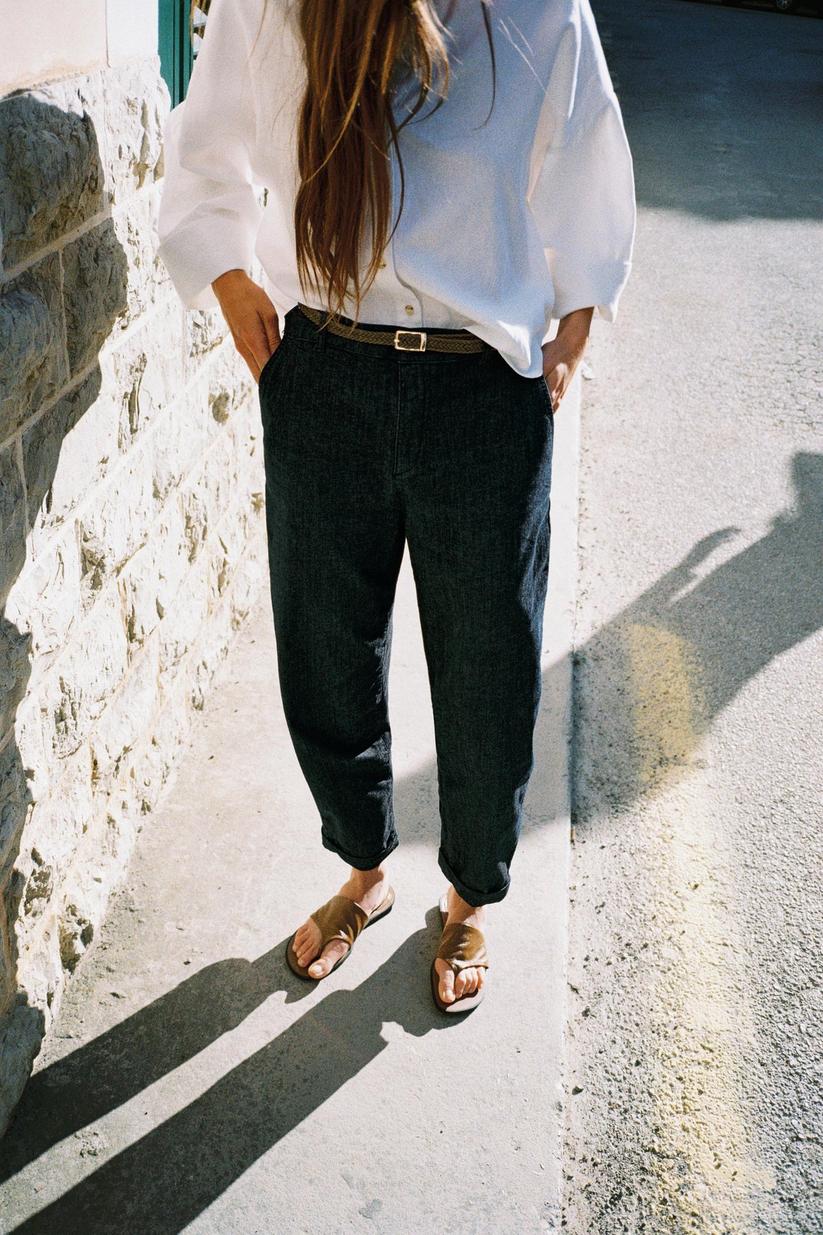 Braided Denim Trousers