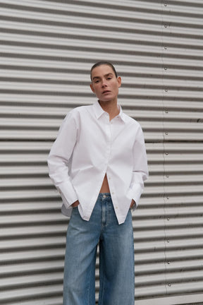 Beaded Placket Poplin Shirt