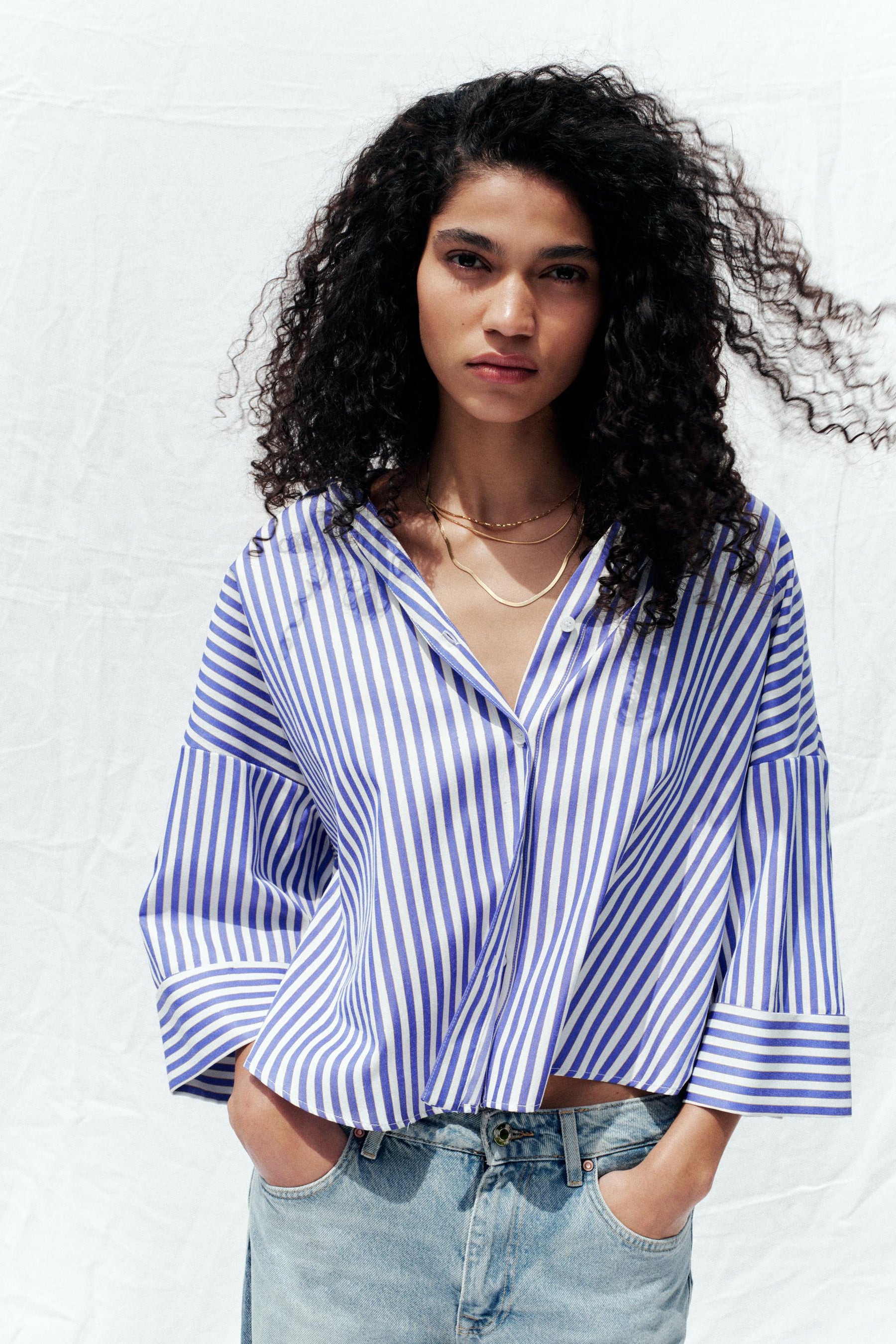 WIDE-SLEEVE POPLIN SHIRT