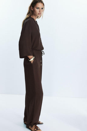 WIDE-LEG COTTON TROUSERS