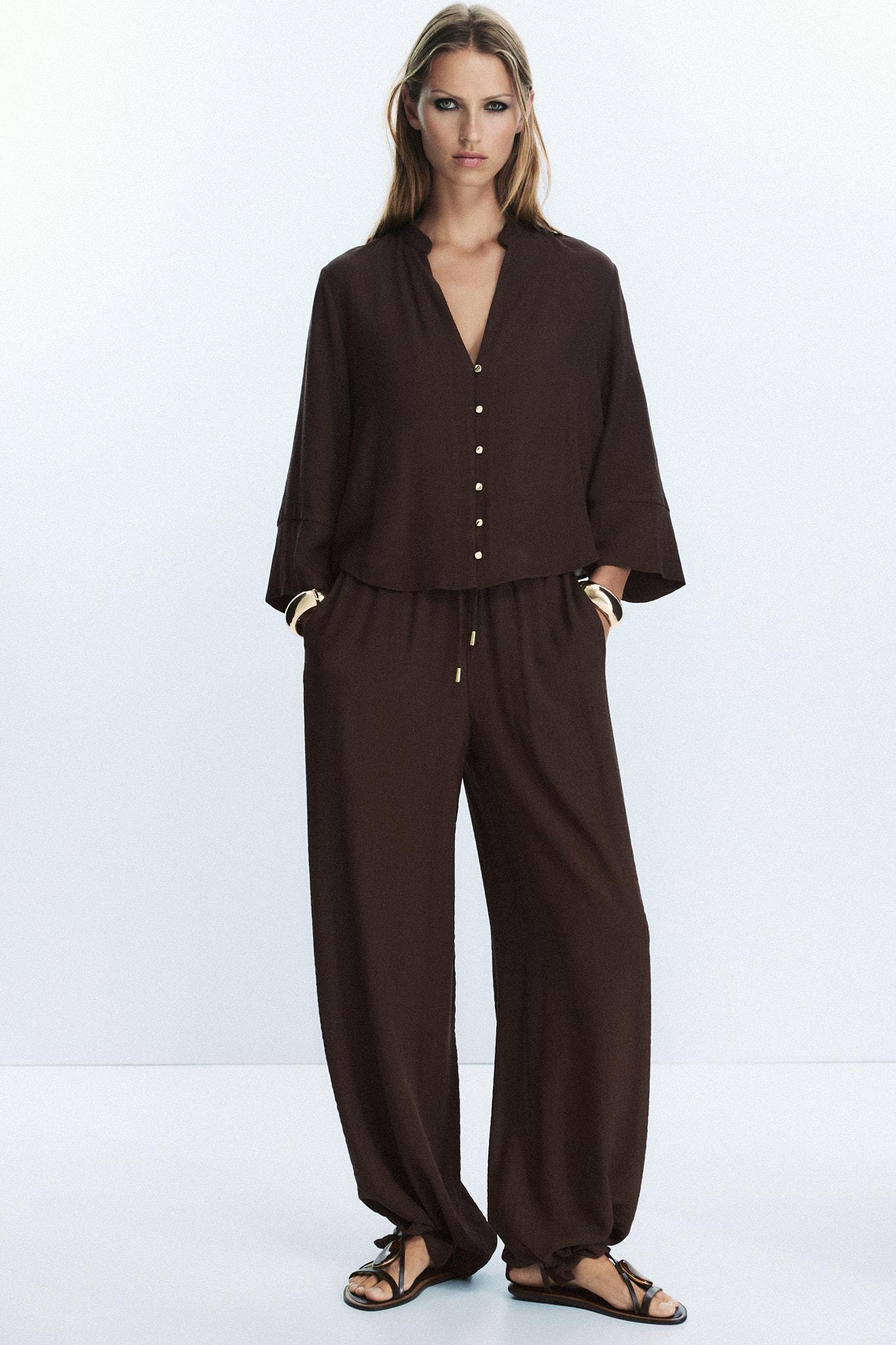 WIDE-LEG COTTON TROUSERS