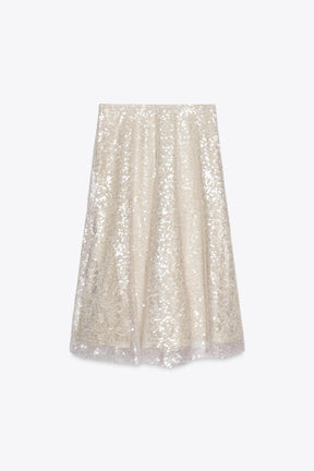 SEQUINNED KNIT MIDI SKIRT