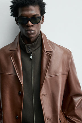 RELAXED FIT LEATHER BLAZER - Image 5