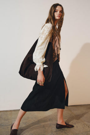 Suede Leather Cape Skirt