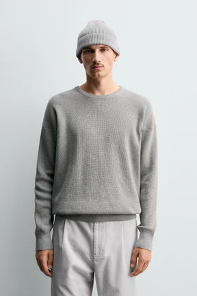 TEXTURED COTTON SWEATER - Image 2