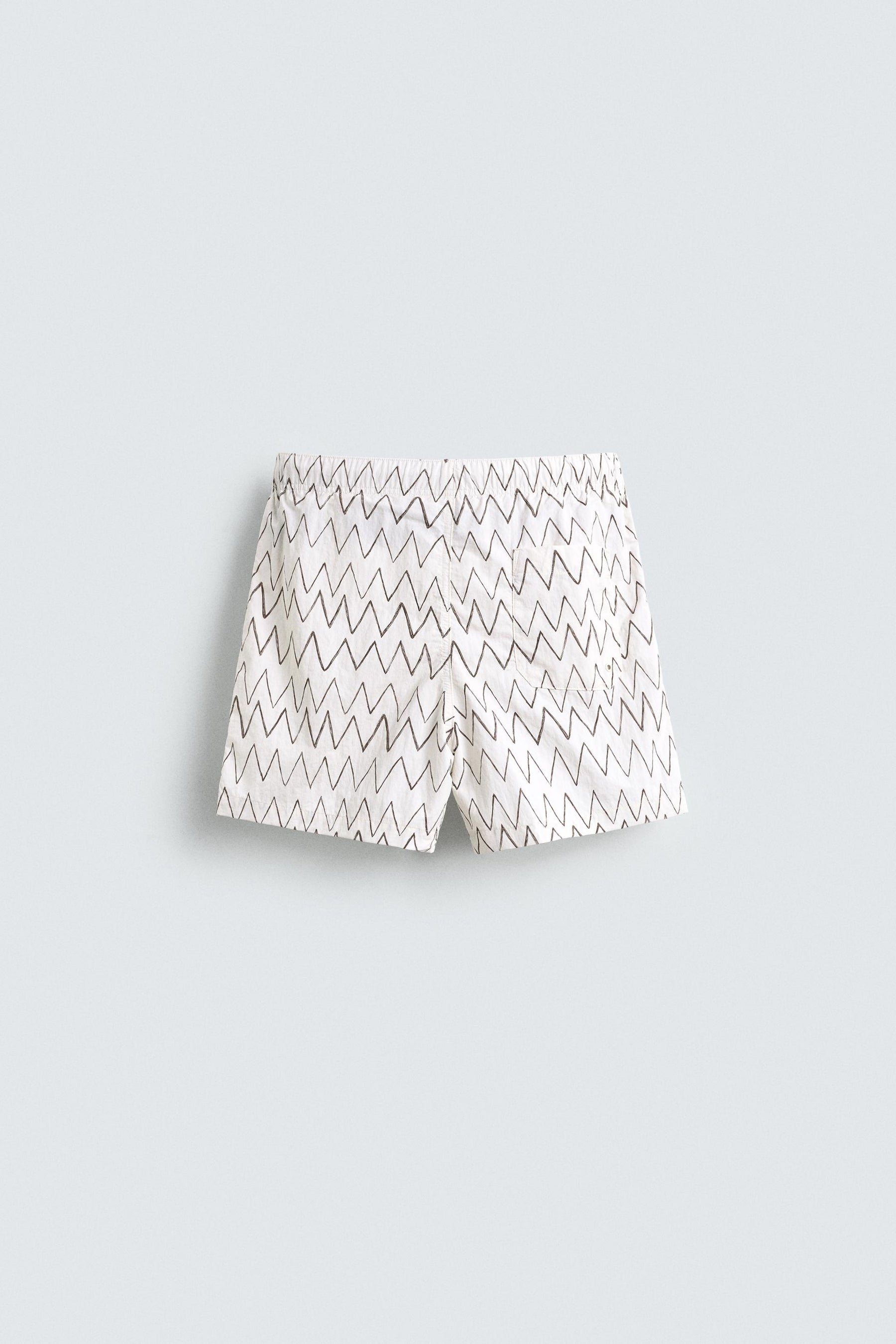 GEOMETRIC PRINT MID-LENGTH SWIMMING TRUNKS - Image 2