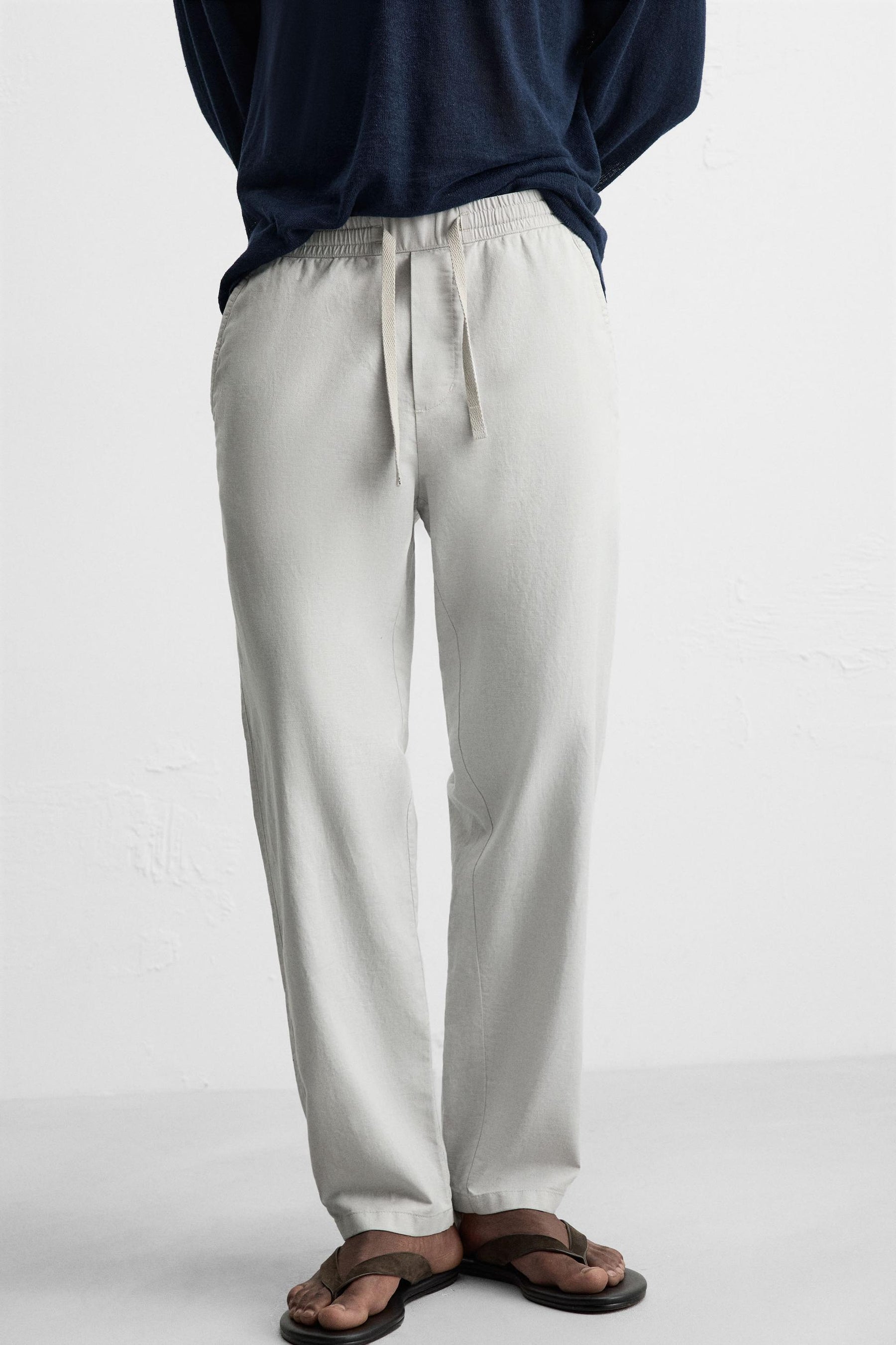 COTTON-LINEN RELAXED FIT TROUSERS - Image 4