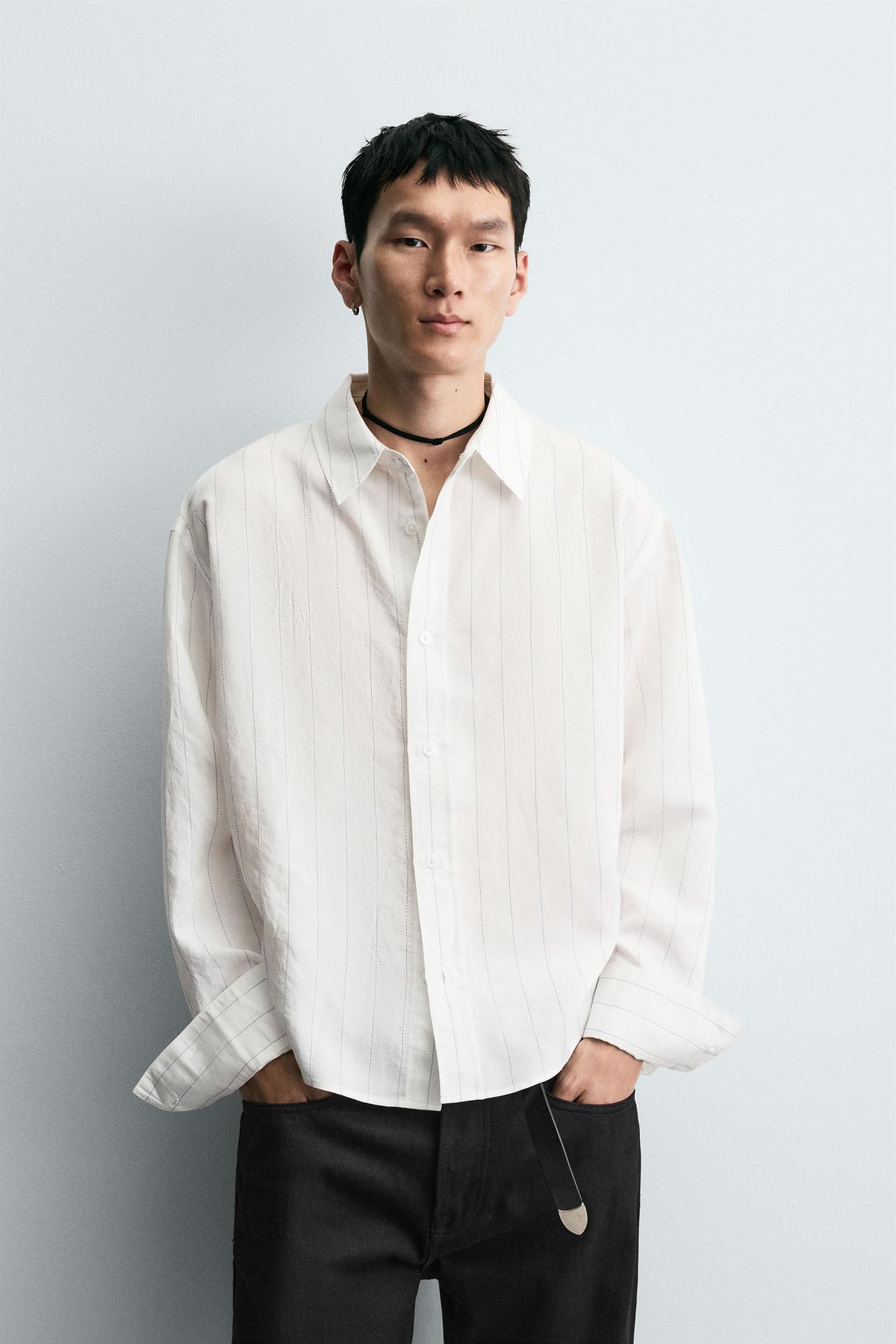 IRREGULAR STRIPE FLOWING SHIRT - Image 2