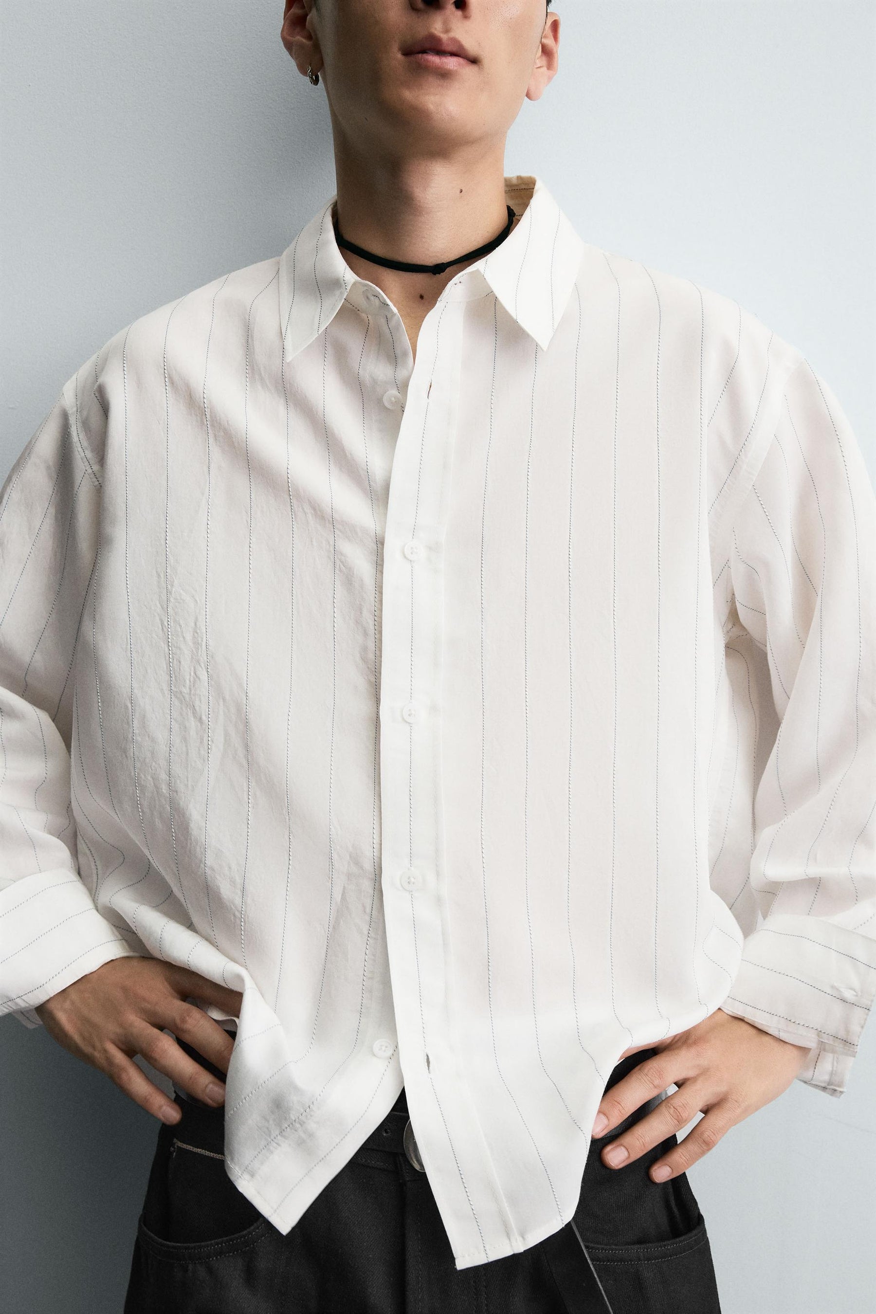 IRREGULAR STRIPE FLOWING SHIRT - Image 7