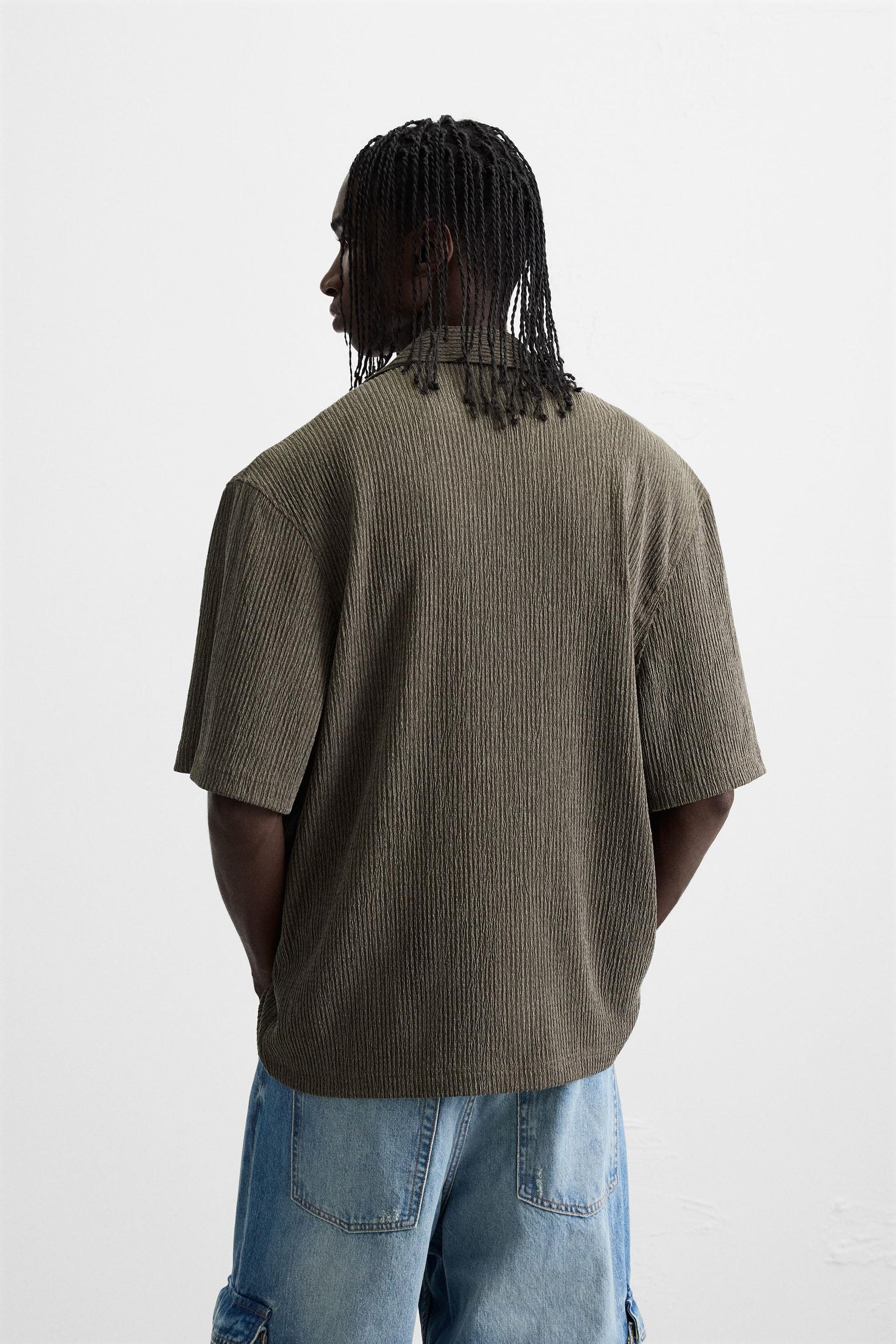 CREASED-EFFECT TEXTURED SHIRT - Image 3