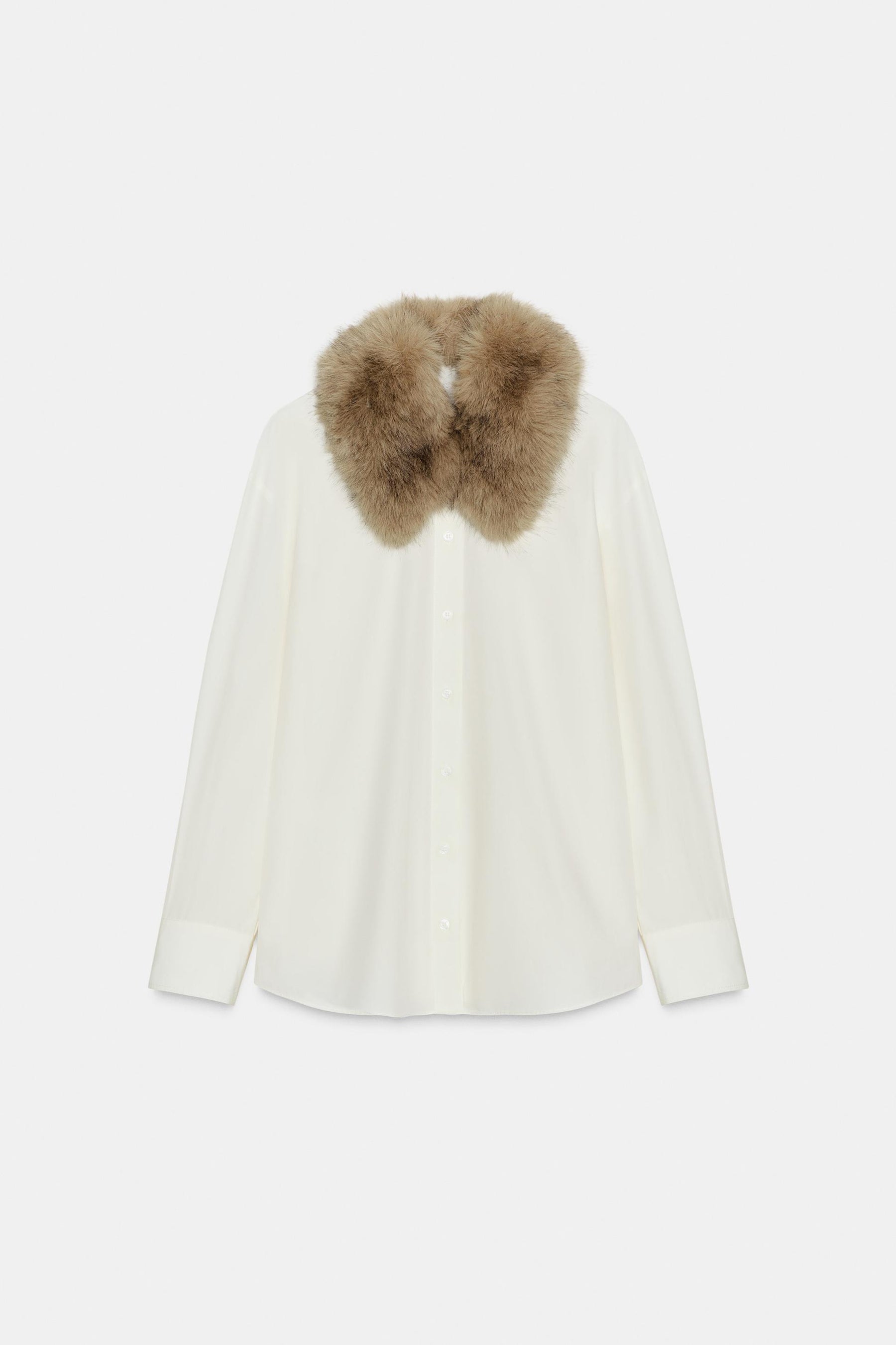 Poplin Shirt with Fur